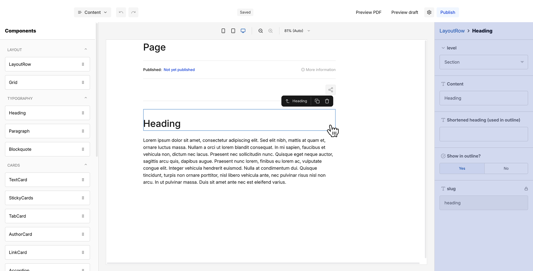 Editor settings panel