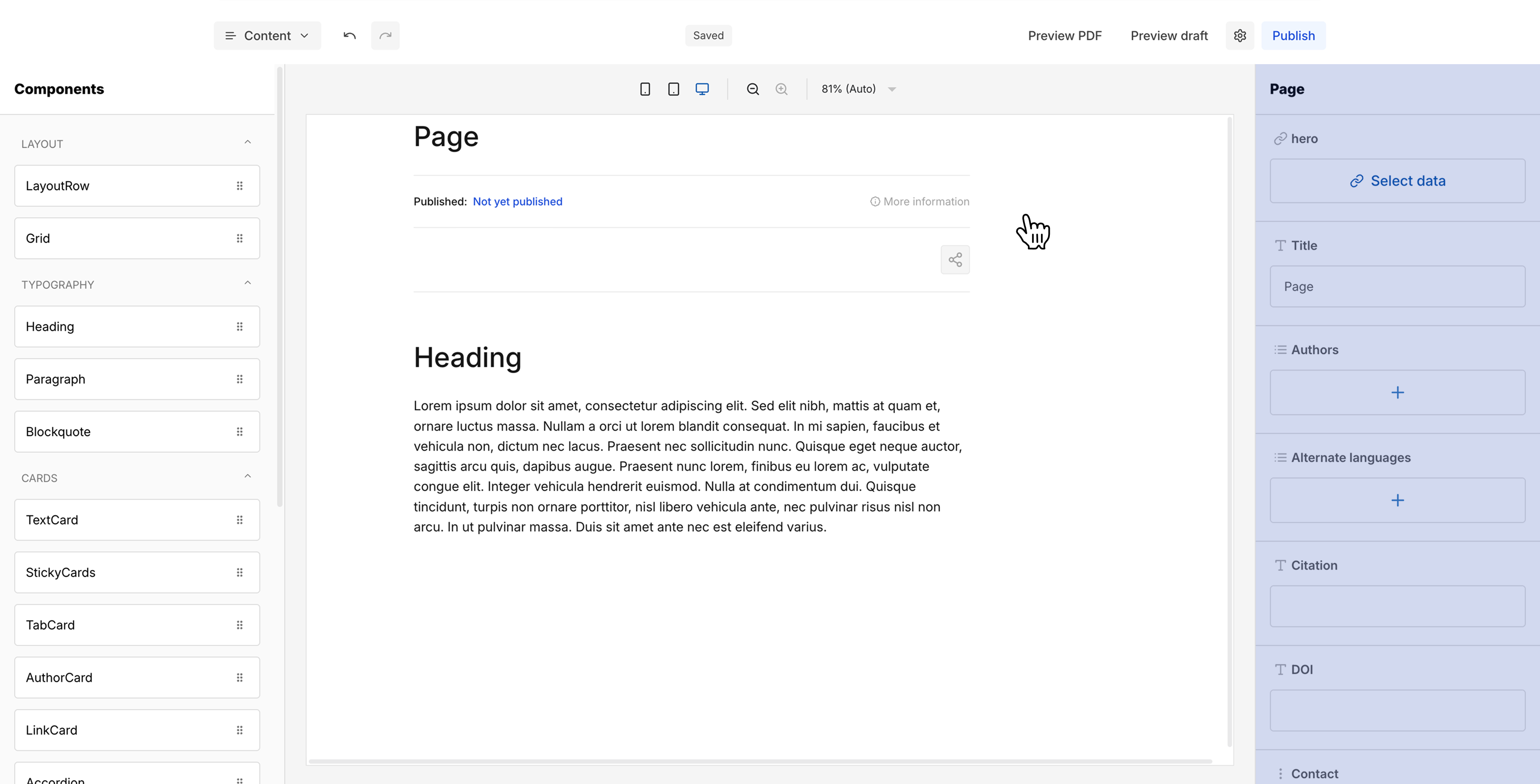 Editor settings panel