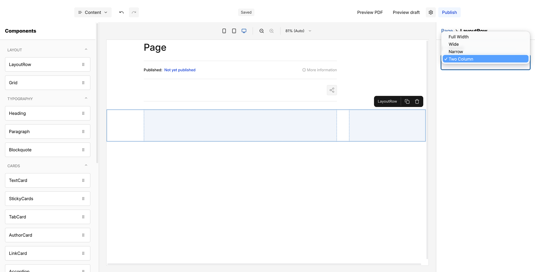 Editor settings panel